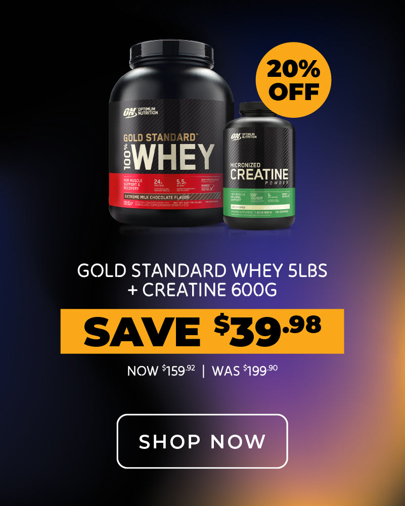 Save 20% off Optimum Nutrition Gold Standard Whey 5lb + Creatine Bundle