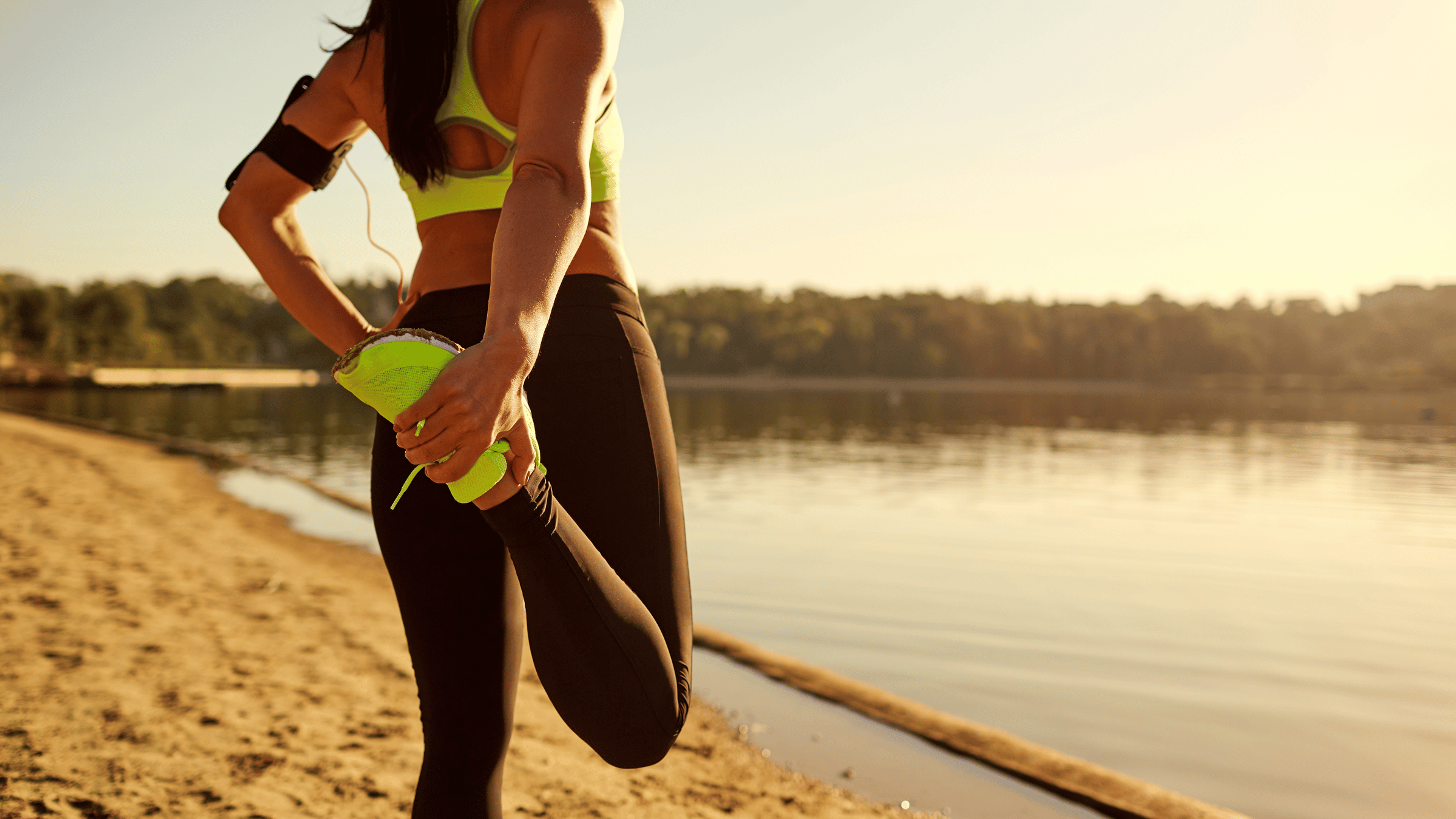 women stretching on run