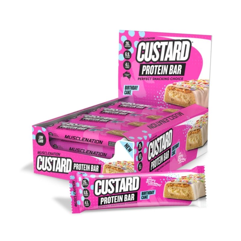 Muscle Nation Custard Protein Bar - Box of 12 Birthday Cake