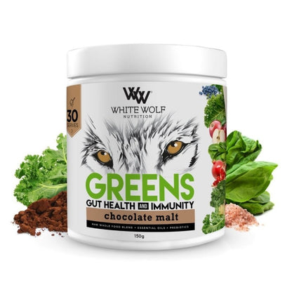 White Wolf Greens + Gut Health Immunity Green Powder