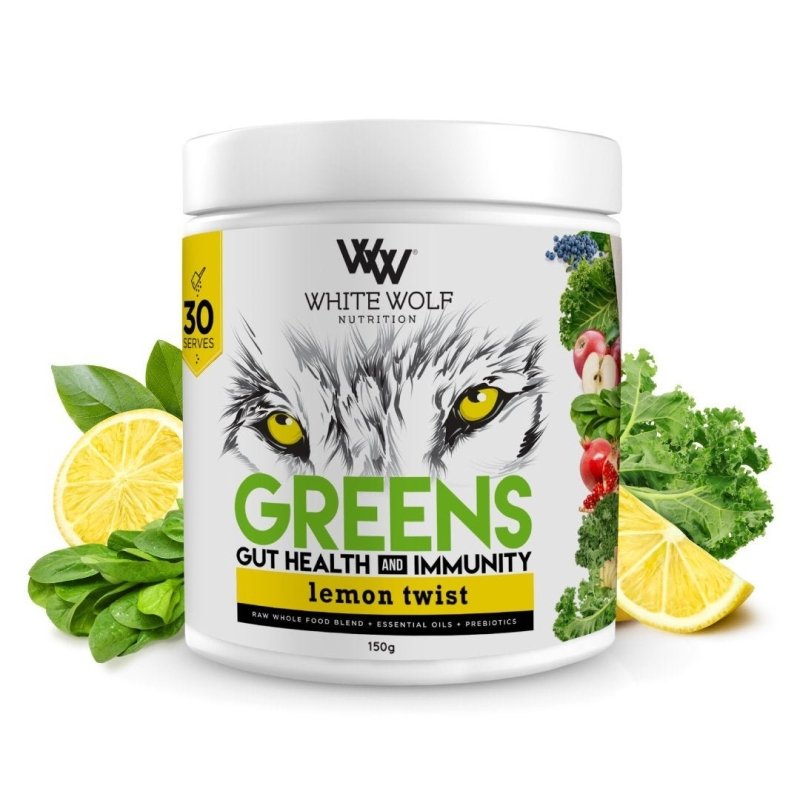 White Wolf Greens + Gut Health Immunity Green Powder